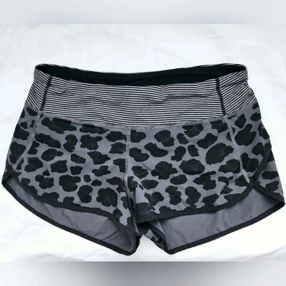 Lululemon Speed Gym  shorts sz 6 Athletic Workout gadget pocket Gray pattern